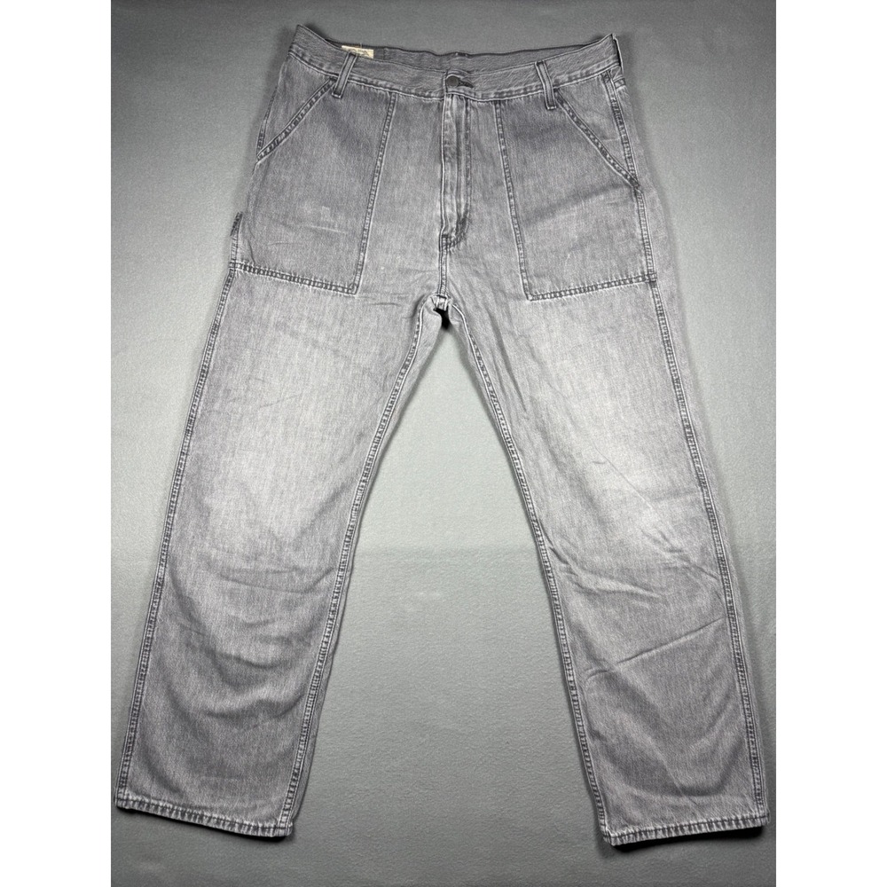 Levi's 555 Premium Mens‎ Carpenter Jeans 36x32 Grey Straight Leg Utility Denim